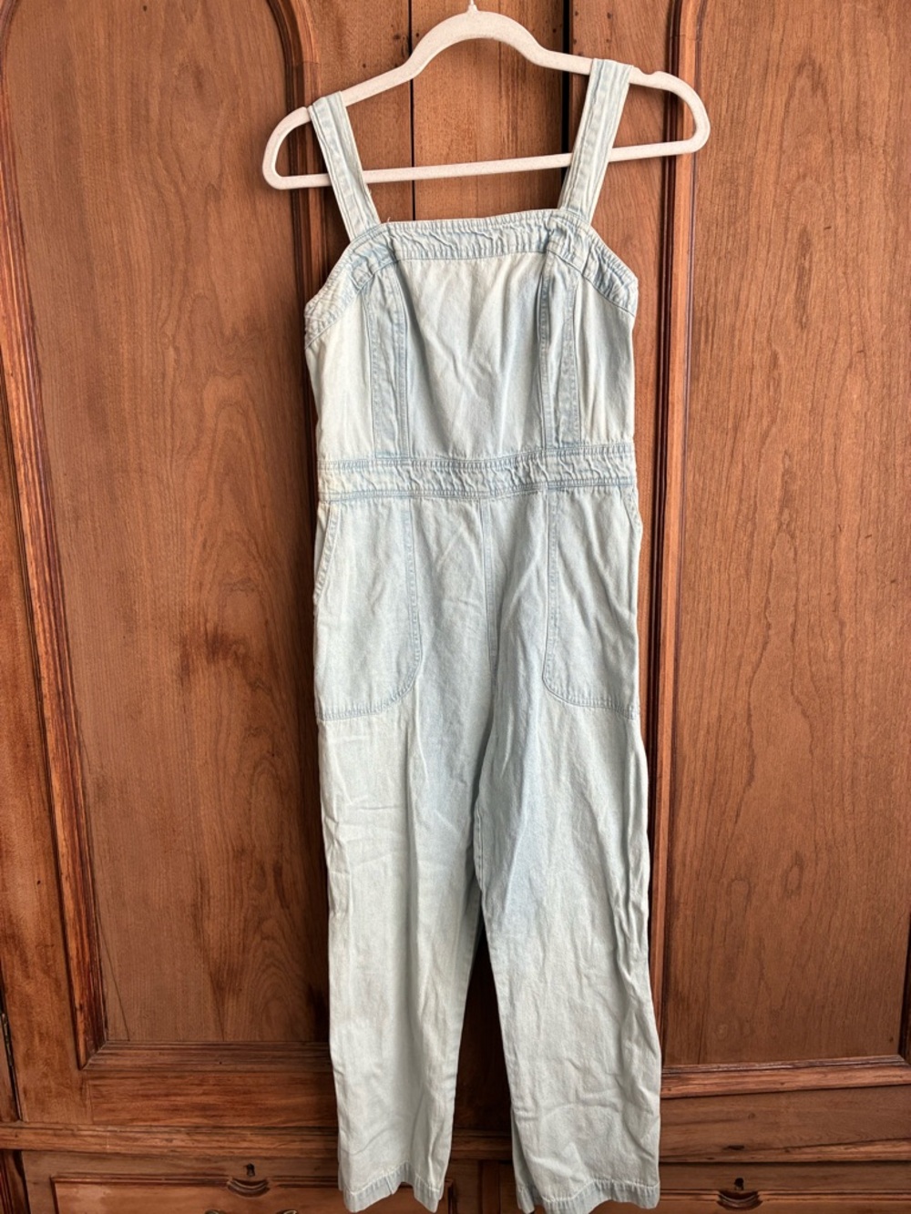 Japna Light Blue Denim Jumpsuit with Wide Straps